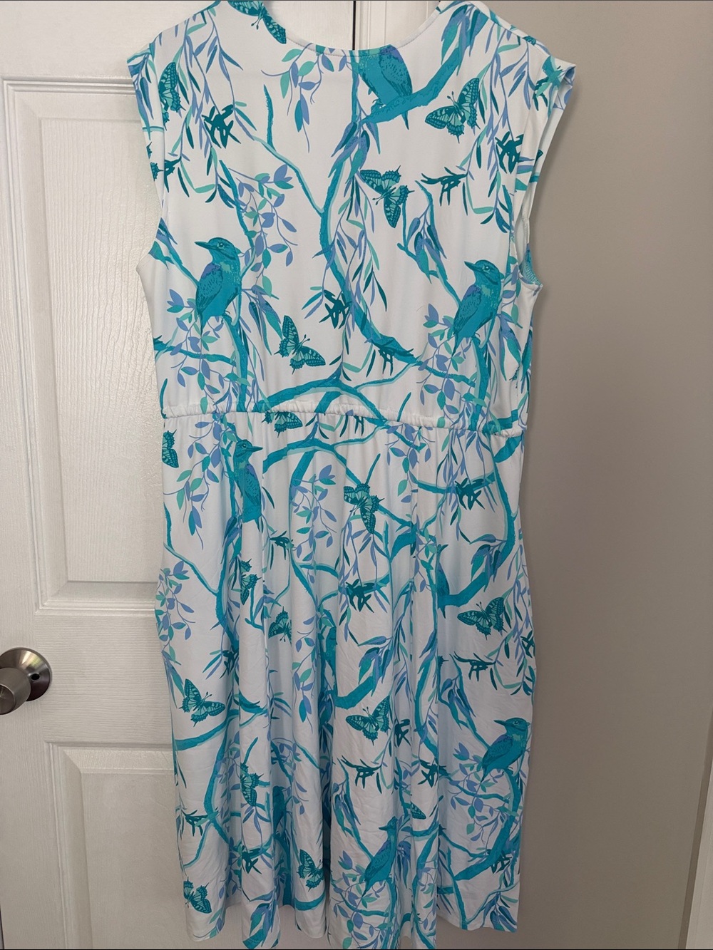 Jude Connally White Midi Dress with Turquoise Botanical & Bird Print - Picture 3 of 3